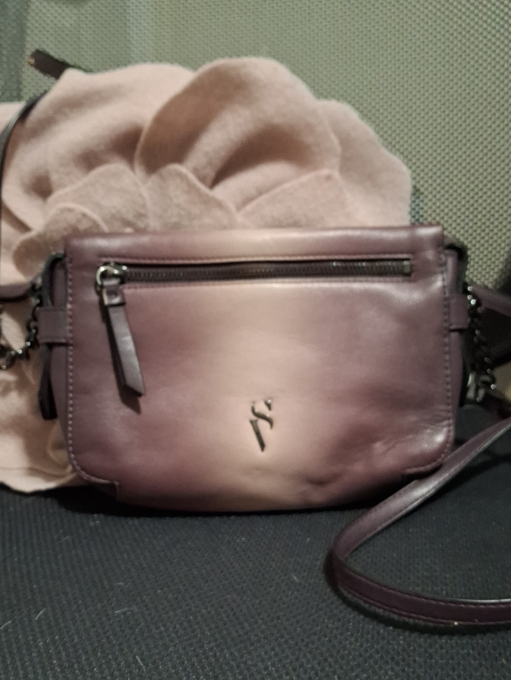 Simply Vera Vera Wang Plum Ombre Leather Crossbody with Front Zip